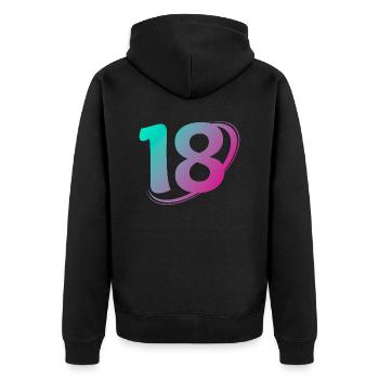 Number 18 multicolor - Unisex Premium Organic Zip Hoodie - black - Back - Nico (187cm)