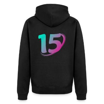 Number 15 multicolor - Unisex Premium Organic Zip Hoodie - black - Back - Nico (187cm)