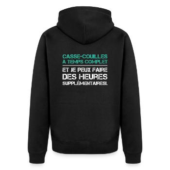 Vollzeit-Draufgänger - Unisex Premium Bio Zip Hoodie - Schwarz - Hinten - Nico (187cm)