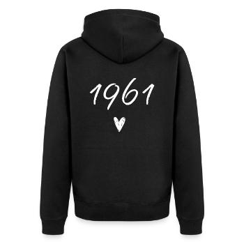 1961 coeur anniversaire - Veste à capuche bio Premium Unisexe - noir - Dos - Nico (187cm)