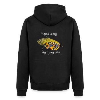 C’est mon t-shirt de montage de mouches Rouge Et Noir - Veste à capuche bio Premium Unisexe - noir - Dos - Nico (187cm)