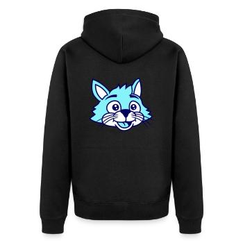 Cute Cat Face Happy Laughing Kitten Head - Unisex Premium Organic Zip Hoodie - black - Back - Nico (187cm)