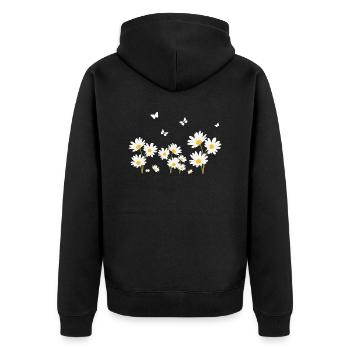 Flowers, Daisies and Butterflies - Unisex Premium Organic Zip Hoodie - black - Back - Nico (187cm)