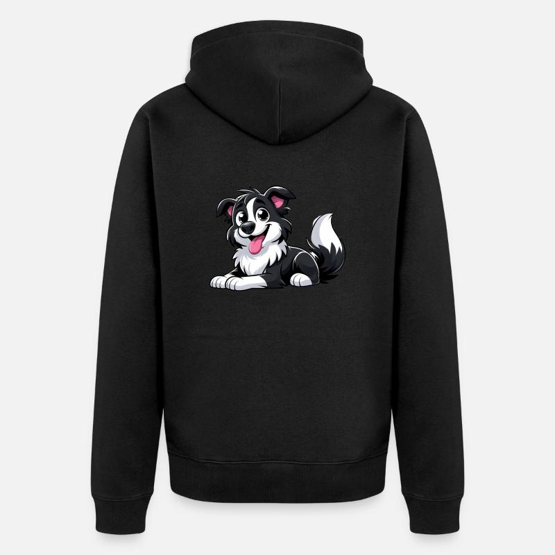 Border Collie 4 - Unisex Premium Bio Zip Hoodie - Schwarz