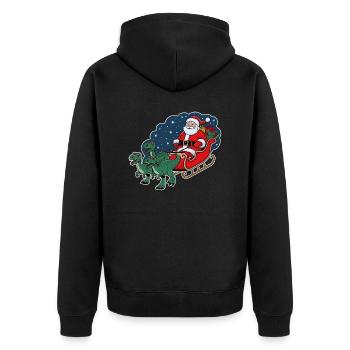 Santa Claus riding a sleigh pulled by dinosaurs - Unisex Premium Organic Zip Hoodie - black - Back - Nico (187cm)