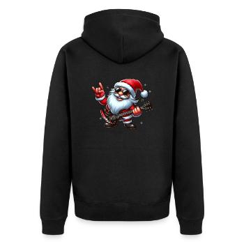 Santa Rock 2 - Unisex Premium Bio Zip Hoodie - Schwarz - Hinten - Nico (187cm)