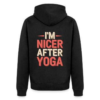 I'm Nicer After Yoga 16 - Unisex Premium Bio Zip Hoodie - Schwarz - Hinten - Nico (187cm)