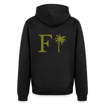 Lettre f vert Palm - Veste à capuche bio Premium Unisexe - noir - Dos - Nico (187cm)