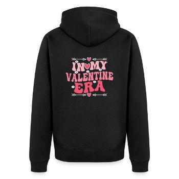 MY VALENTINE ERA - Unisex Premium Bio Zip Hoodie - Schwarz - Hinten - Nico (187cm)