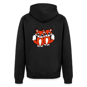 2 Foxes Friends Red Fox Two Wild Animals Team - Unisex Premium Organic Zip Hoodie - black - Back - Nico (187cm)