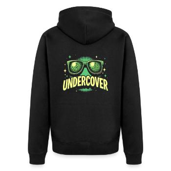 Funny Sunglasses and Undercover Speech Costume - Unisex Premium Organic Zip Hoodie - black - Back - Nico (187cm)