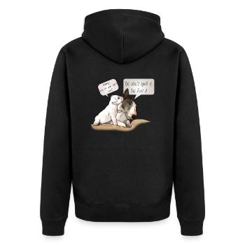 « Comment épeler l’amour » bull terrier avec chiot - Veste à capuche bio Premium Unisexe - noir - Dos - Nico (187cm)