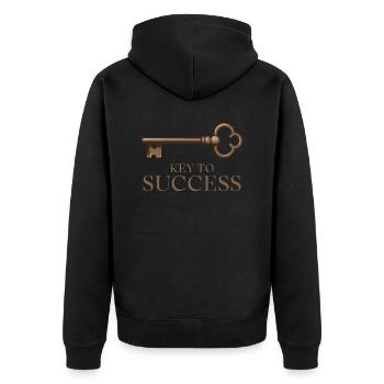 KEY TO SUCCESS - Unisex Premium Organic Zip Hoodie - black - Back - Nico (187cm)