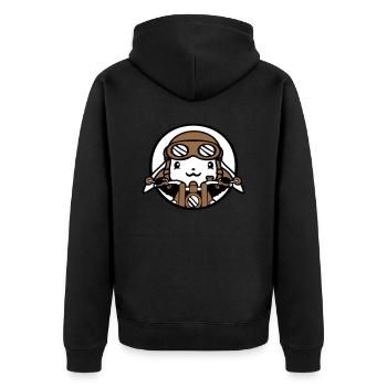 Hase Motorrad Fahren Biker Fahrer Roller Mofa Cool - Unisex Premium Bio Zip Hoodie - Schwarz - Hinten - Nico (187cm)