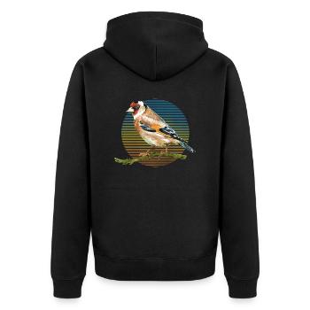 Bunter Vogel - Unisex Premium Bio Zip Hoodie - Schwarz - Hinten - Nico (187cm)