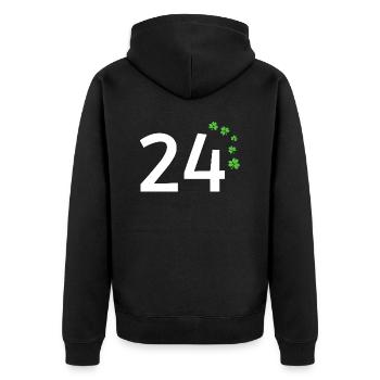 24 - Unisex Premium Bio Zip Hoodie - Schwarz - Hinten - Nico (187cm)