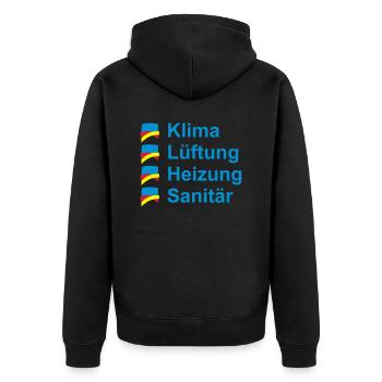 Klima Lüftung Heizung Sanitär - Unisex Premium Bio Zip Hoodie - Schwarz - Hinten - Nico (187cm)