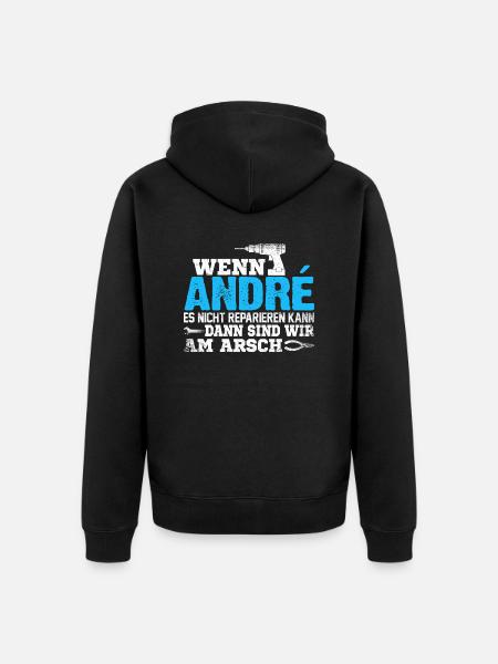 ANDRÉ - kann es reparieren - Unisex Premium Bio Zip Hoodie - Schwarz