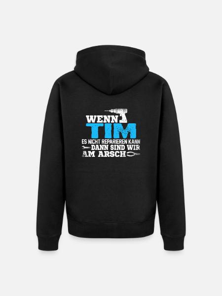 TIM - kann es reparieren - Unisex Premium Bio Zip Hoodie - Schwarz