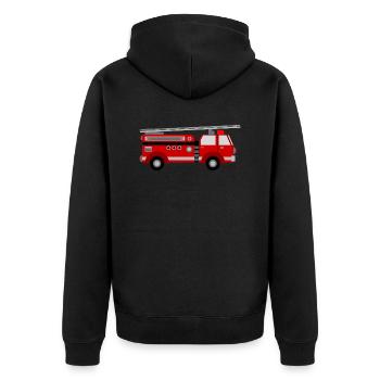 Feuerwehrauto Spielzeug Feuerwehr 112 - Unisex Premium Bio Zip Hoodie - Schwarz - Hinten - Nico (187cm)