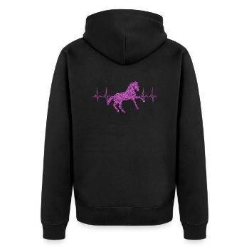 Herzschlag Pferd Glitzer Geschenk Geschenkidee - Unisex Premium Bio Zip Hoodie - Schwarz - Hinten - Nico (187cm)