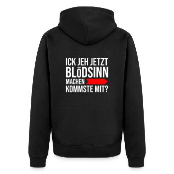 Berlin slang lustig blödsinn dialekt berliner - Unisex Premium Bio Zip Hoodie - Schwarz - Hinten - Nico (187cm)
