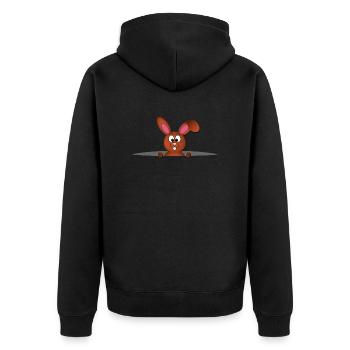 Cute bunny in the pocket - Unisex Premium Organic Zip Hoodie - black - Back - Nico (187cm)