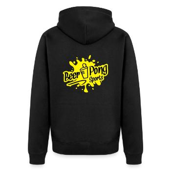 beer pong sports - Unisex Premium Bio Zip Hoodie - Schwarz - Hinten - Nico (187cm)