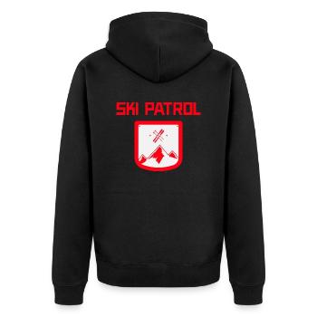 Skiurlaub, Skisaison, Chaletmädchen, Slalom - Unisex Premium Bio Zip Hoodie - Schwarz - Hinten - Nico (187cm)
