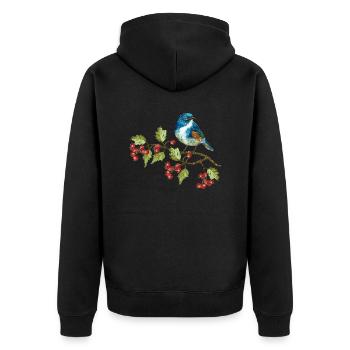 Bunter Vogel - Unisex Premium Bio Zip Hoodie - Schwarz - Hinten - Nico (187cm)