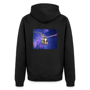 Süße Tabby-Katze im Weltraum - Unisex Premium Bio Zip Hoodie - Schwarz - Hinten - Nico (187cm)