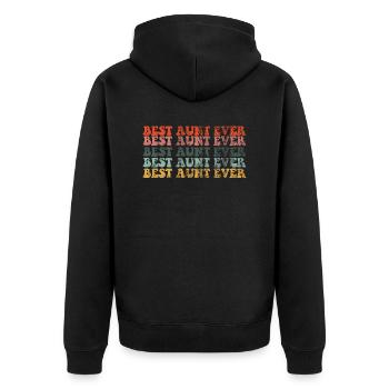 Best Aunt Ever - Beste Tante - Unisex Premium Bio Zip Hoodie - Schwarz - Hinten - Nico (187cm)
