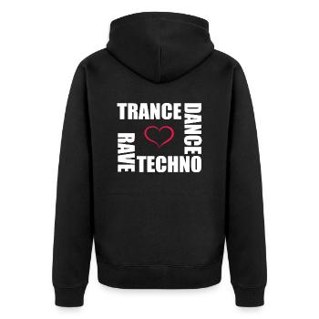 techno dance trance rave - Veste à capuche bio Premium Unisexe - noir - Dos - Nico (187cm)
