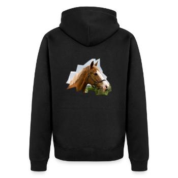 Cheval. Cheval. - Veste à capuche bio Premium Unisexe - noir - Dos - Nico (187cm)