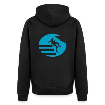 Bouldern Klettern Climbing - Unisex Premium Bio Zip Hoodie - Schwarz - Hinten - Nico (187cm)