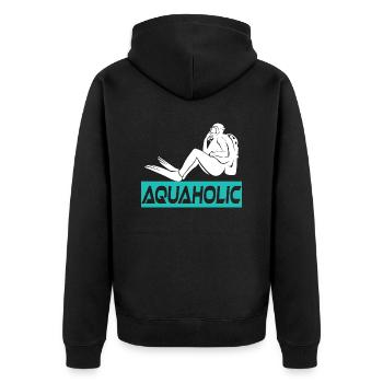 Aquaholic Scuba Diving Diver - Unisex Premium Bio Zip Hoodie - Schwarz - Hinten - Nico (187cm)