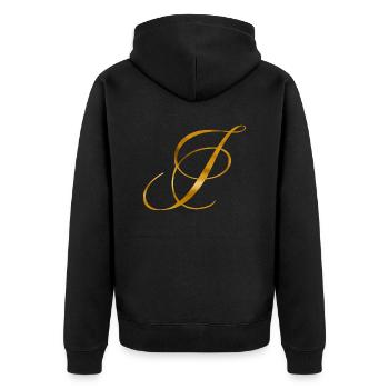 Golden letter I in vintage design - Unisex Premium Organic Zip Hoodie - black - Back - Nico (187cm)