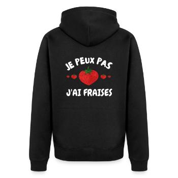je peux pas j ai fraises - Veste à capuche bio Premium Unisexe - noir - Dos - Nico (187cm)