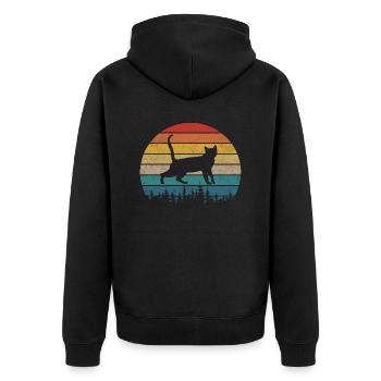 Chat Rétro Vintage - Veste à capuche bio Premium Unisexe - noir - Dos - Nico (187cm)