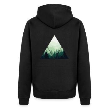 Forest Tree Geometry Pattern - Unisex Premium Organic Zip Hoodie - black - Back - Nico (187cm)