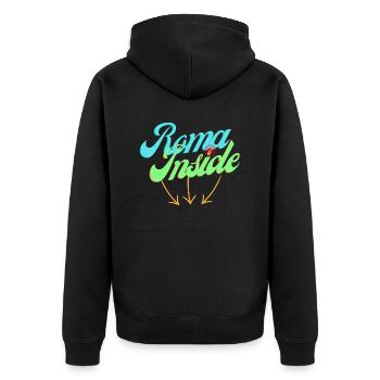 Rom Inside - Unisex Premium Bio Zip Hoodie - Schwarz - Hinten - Nico (187cm)