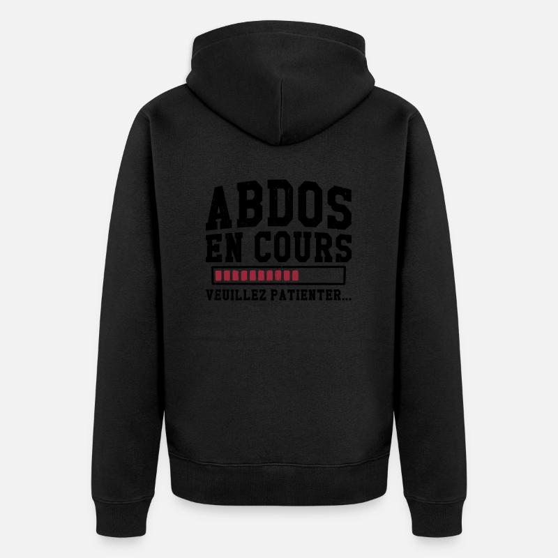 Abdos en cours veuillez patienter - Veste à capuche bio Premium Unisexe - noir