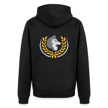 Laurel Wreath Bad Wolf Logo - Unisex Premium Organic Zip Hoodie - black - Back - Nico (187cm)