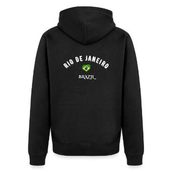 Rio de Janeiro Brasilien - Unisex Premium Bio Zip Hoodie - Schwarz - Hinten - Nico (187cm)