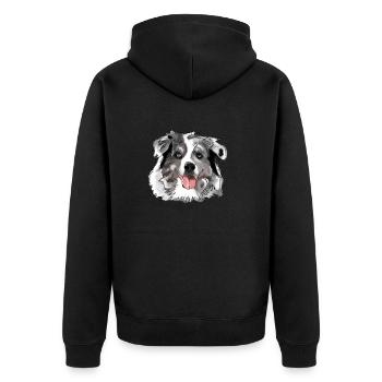 Border Collie - Unisex Premium Bio Zip Hoodie - Schwarz - Hinten - Nico (187cm)