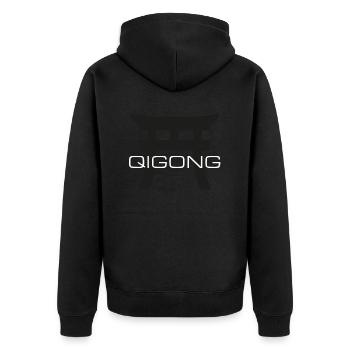 Torii Tor Qigong white - Unisex Premium Organic Zip Hoodie - black - Back - Nico (187cm)