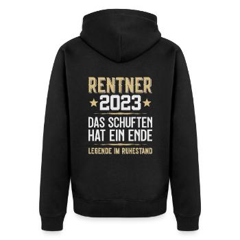 ENDLICH RENTNER 2023 - Unisex Premium Bio Zip Hoodie - Schwarz - Hinten - Nico (187cm)