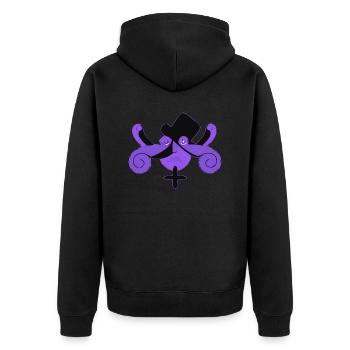 Unwirklicher Mister Blok - Unisex Premium Bio Zip Hoodie - Schwarz - Hinten - Nico (187cm)