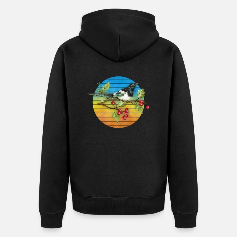 Bunter Vogel - Unisex Premium Bio Zip Hoodie - Schwarz