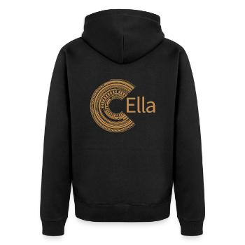 Für Ella - Unisex Premium Bio Zip Hoodie - Schwarz - Hinten - Nico (187cm)